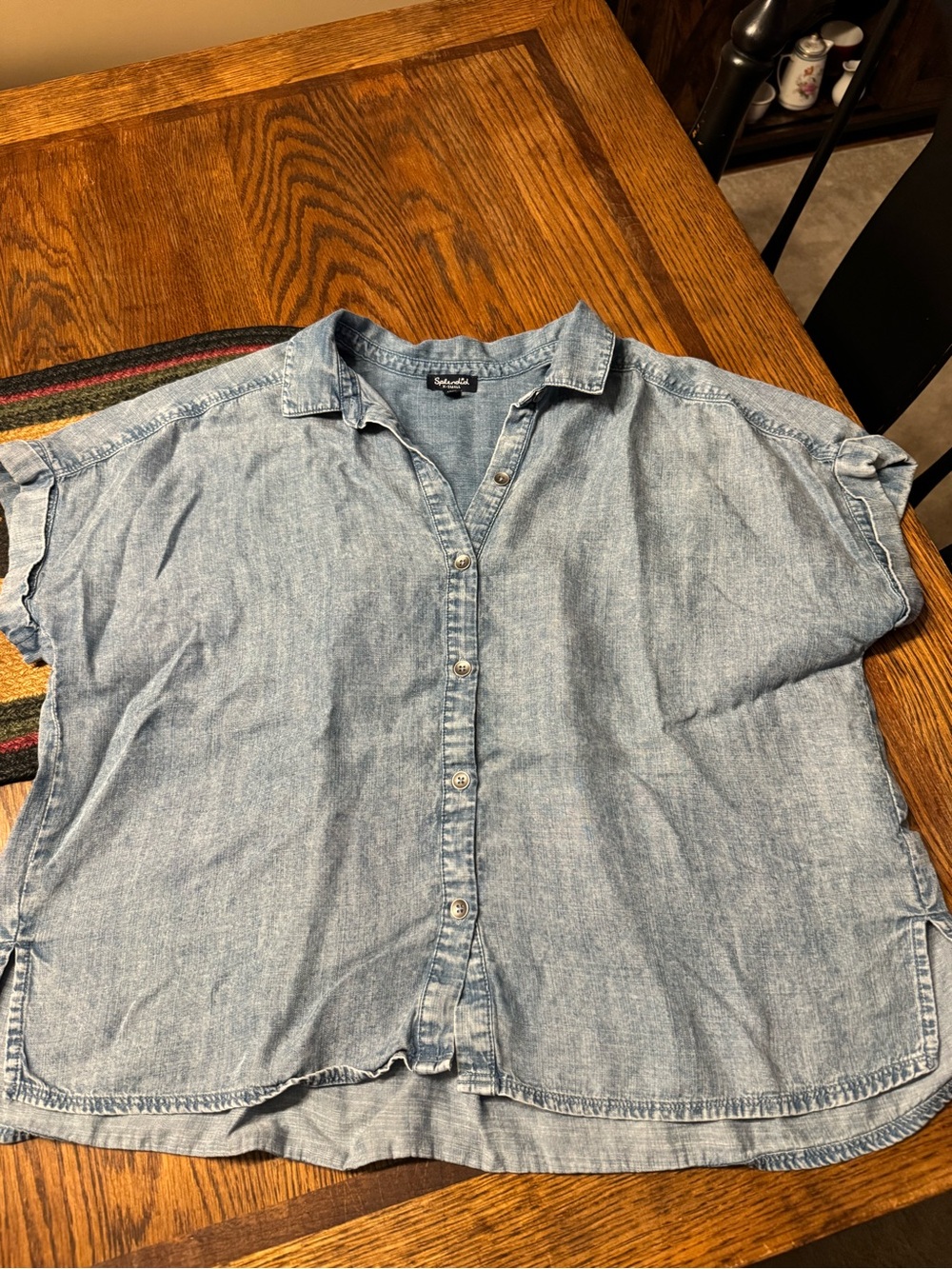 Splendid Light Blue Denim Button-Down Shirt for Women